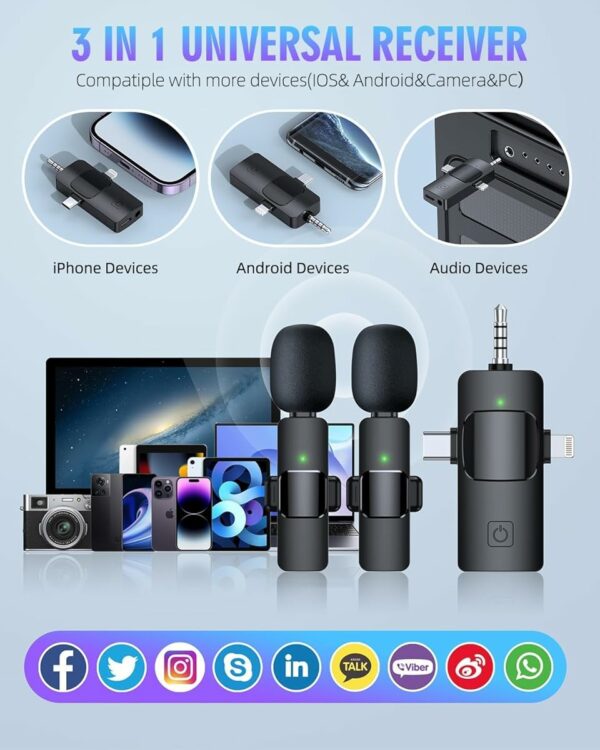 3 in 1 Wireless Mini Microphone Lavalier 2.4GHz USB Type C AUX  IOS - Image 5