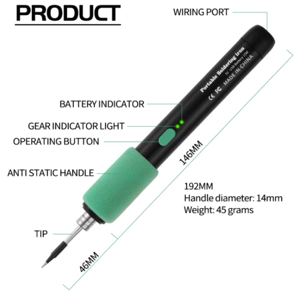 15w chargeable usb c soldering iron set - Image 3