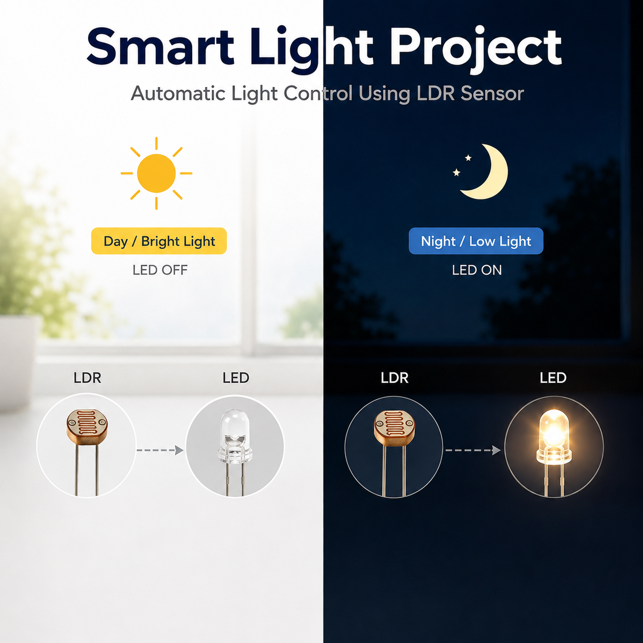 Smart light project kit with LDR sensor