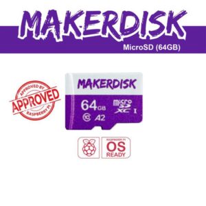 MakerDisk Class 10 A2 microSD 64GB-Preloaded Raspberry Pi OS